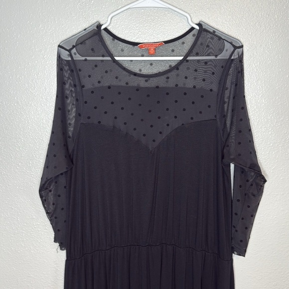 MODCLOTH Women's Black Sheer Polkadot Stretch Midi Dress 1X - Picture 3 of 7
